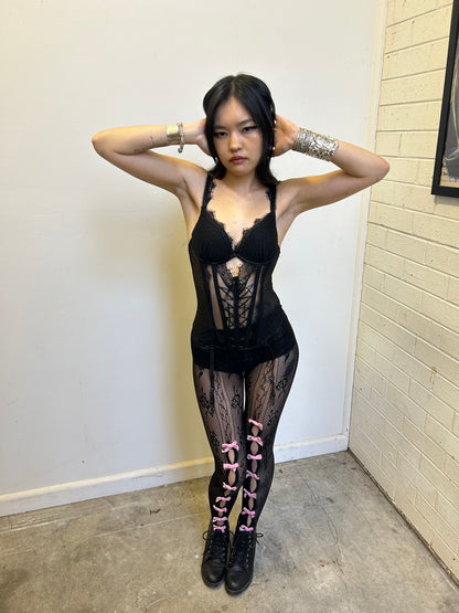 Black dotted bustier set