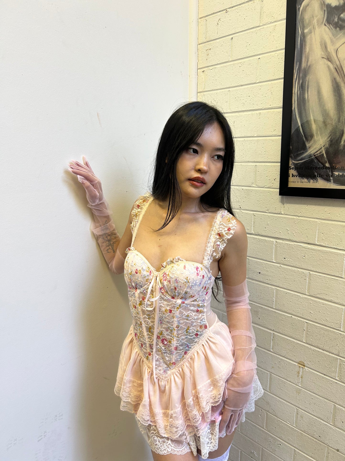 Mutlicoloured floral bustier set