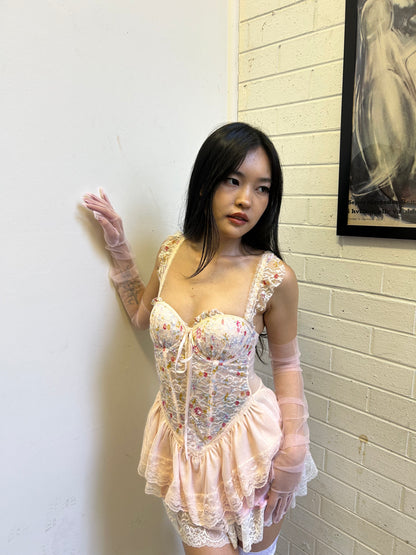 Mutlicoloured floral bustier set