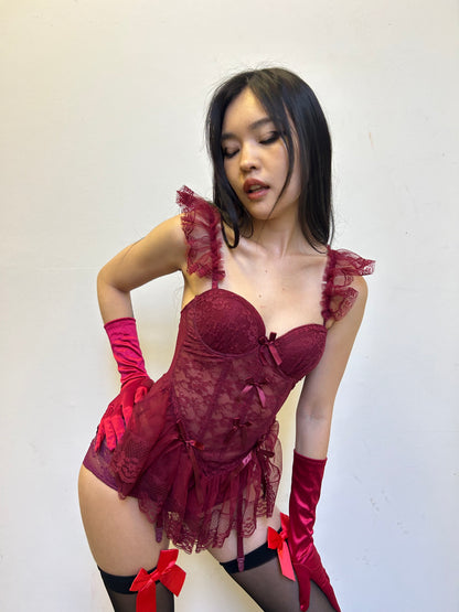 Floral bow bustier set