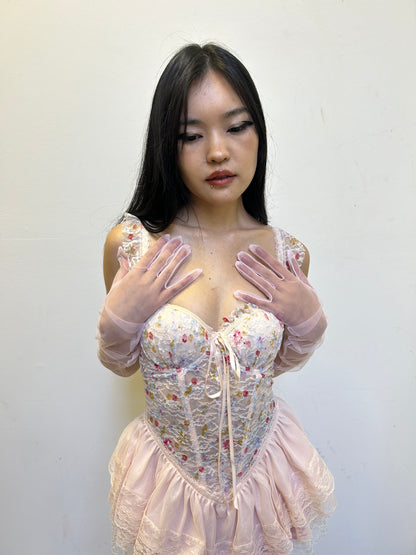 Mutlicoloured floral bustier set