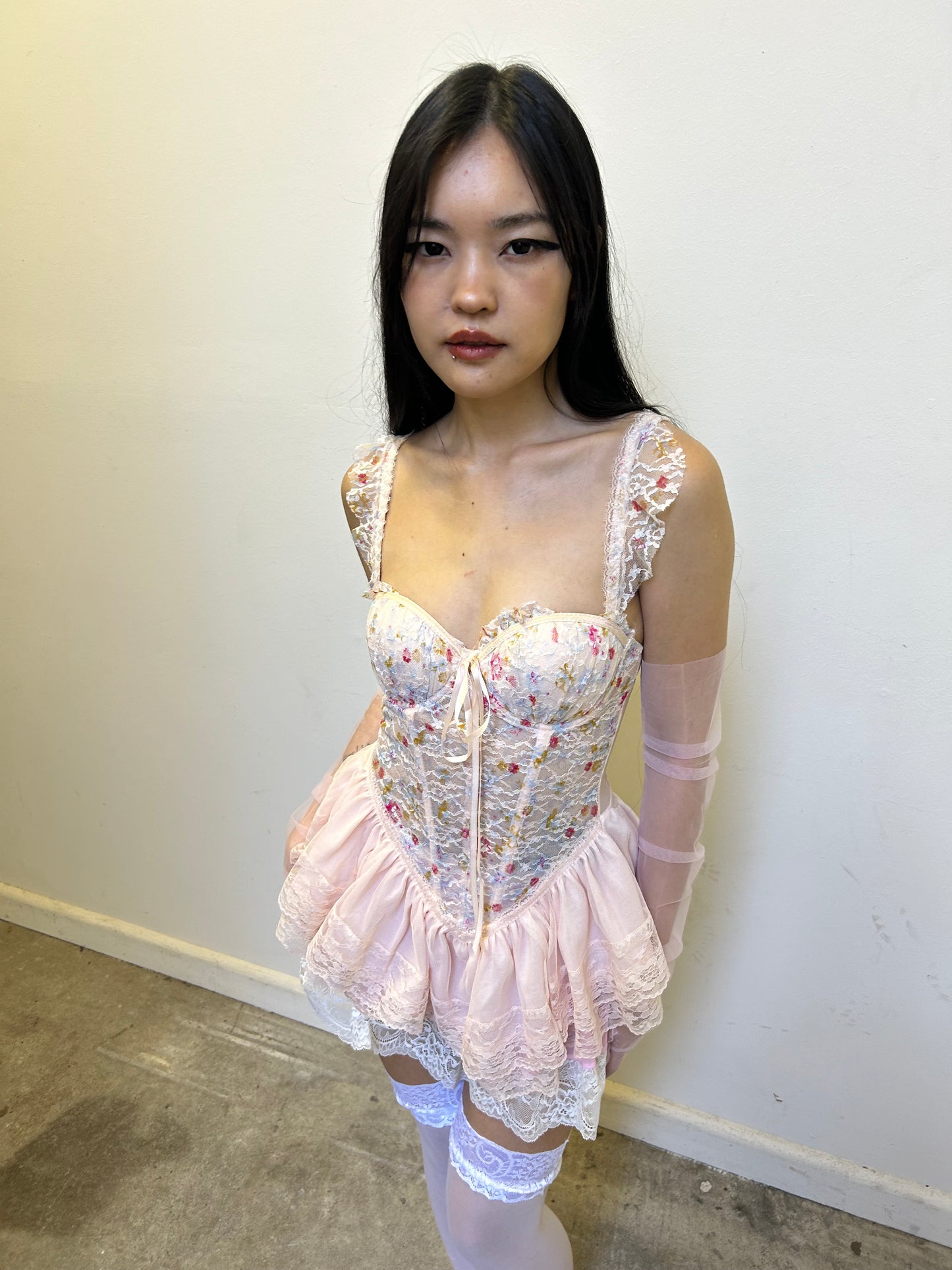 Mutlicoloured floral bustier set