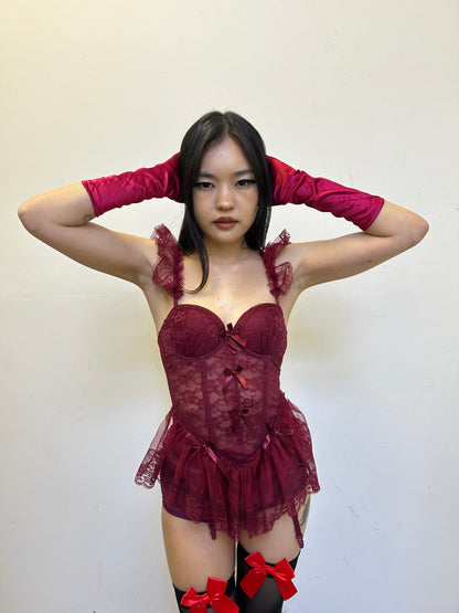 Floral bow bustier set