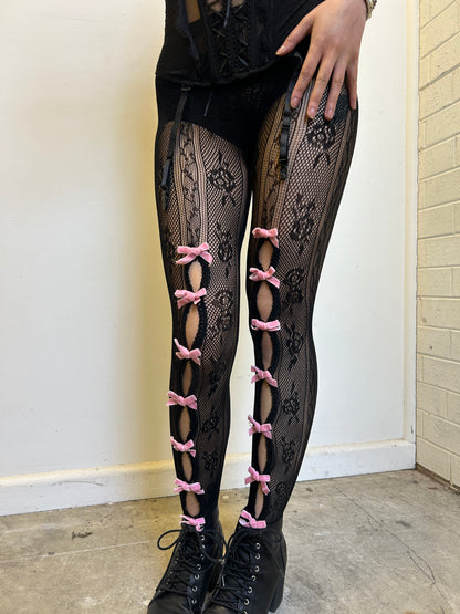 Full lace bow stocking