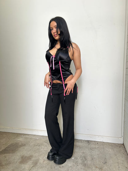 black pink corset