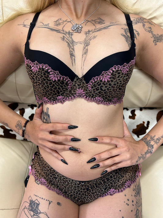 leopard push-up bra set